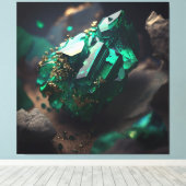 Emerald Ore Macro: Lush Shale Deposit Art Canvas Afdruk (Insitu (Houten vloer))
