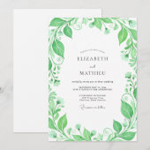 Emerald Organische Bloeiende Bruiloft Kaart (Voorkant / Achterkant)
