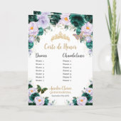 Emerald Paars Floral Quinceañera Orde van Gebeurte Programma (Achterkant)