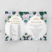 Emerald Paars Floral Quinceañera Orde van Gebeurte Programma (Binnen)