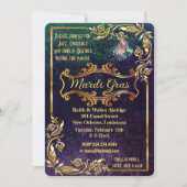 Emerald Paarse Golden Mardi Gras Masquerade Party Kaart (Voorkant)