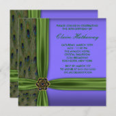 Emerald Paarse Pauw 30e Verjaardag Uitnodiging (Voorkant / Achterkant)