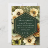 Emerald Painterly Bloom Wedding Kaart (Voorkant)