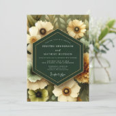 Emerald Painterly Bloom Wedding Kaart (Staand voorkant)