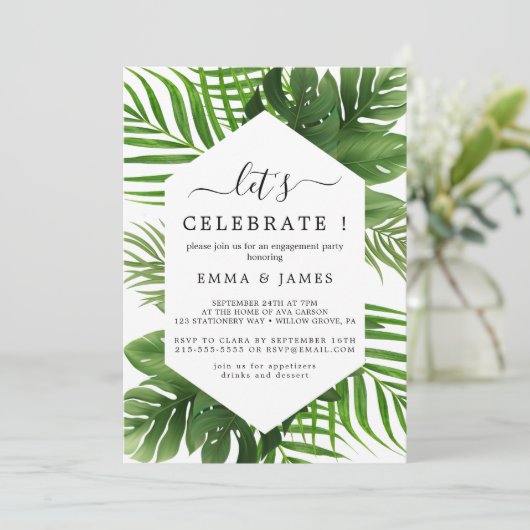 Emerald Palm "Laten we feesten" Uitnodiging (Staand voorkant)