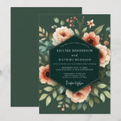 Emerald Peach Clair-obscur Bruiloft Kaart (Voorkant / Achterkant)