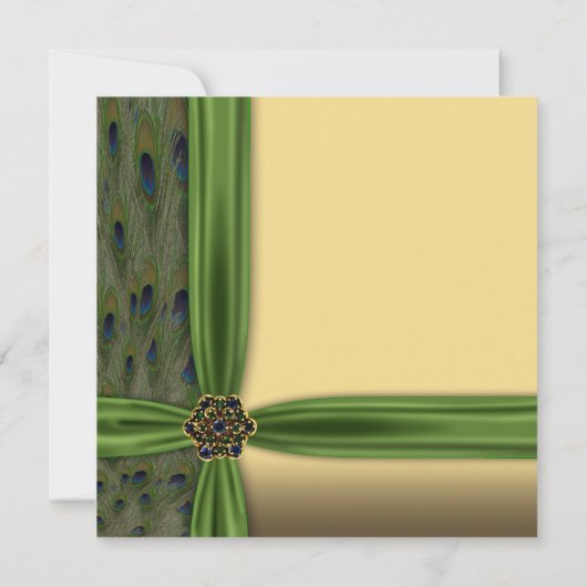 Emerald Peacock Gold 50e verjaardag uitnodigingen (Achterkant)