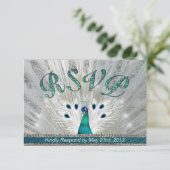 Emerald Peacock RSVP Kaartje (Staand voorkant)