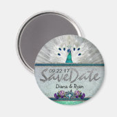 Emerald Peacock Save the Date Magneet (Voorkant / Achterkant)