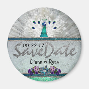 Emerald Peacock Save the Date Magneet