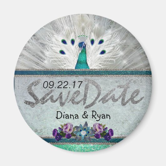 Emerald Peacock Save the Date Magneet (Voorkant)