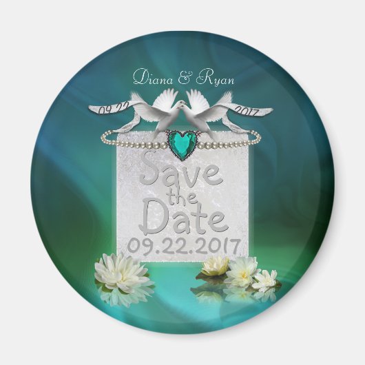 Emerald Peacock Save the Date Magneet (Voorkant)