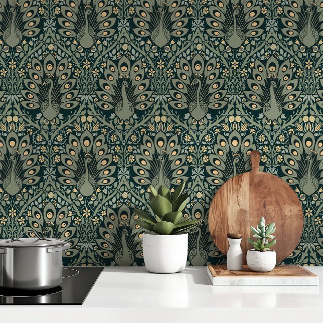 Emerald Peacocks Art Nouveau achtergronden Behang (Creator heeft geüpload)