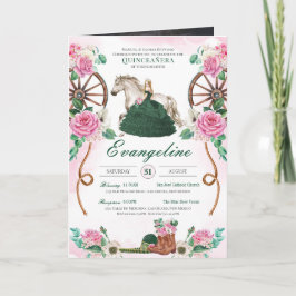 Emerald & Pink Charro Westerne Foto Quinceanera