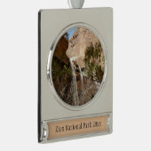 Emerald Pool Herfst I uit het Nationaal Park Zion Verzilverd Banner Ornament (Rechts)