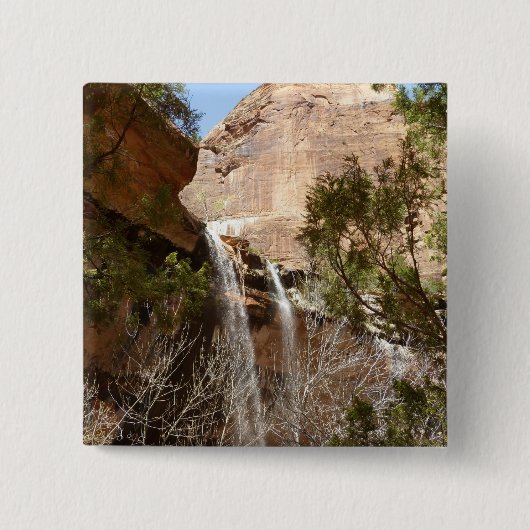 Emerald Pool Herfst I uit het Nationaal Park Zion Vierkante Button 5,1 Cm (Voorkant)