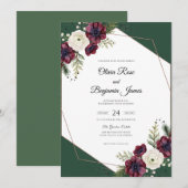 Emerald Pr Plum Anemoon Bruiloft Kaart (Voorkant / Achterkant)