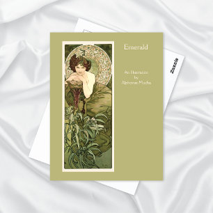 Emerald Precious Stones Series Alphonse Mucha Briefkaart
