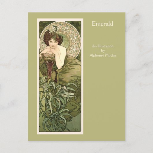 Emerald Precious Stones Series Alphonse Mucha Briefkaart (Voorkant)