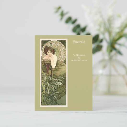 Emerald Precious Stones Series Alphonse Mucha Briefkaart (Staand voorkant)