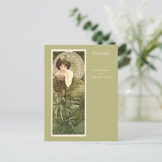 Emerald Precious Stones Series Alphonse Mucha Briefkaart (Staand voorkant)