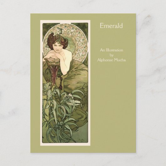 Emerald Precious Stones Series Alphonse Mucha Briefkaart (Voorkant)