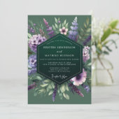 Emerald Purple Wildflower Wedding Kaart (Staand voorkant)