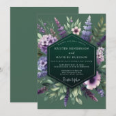 Emerald Purple Wildflower Wedding Kaart (Voorkant / Achterkant)