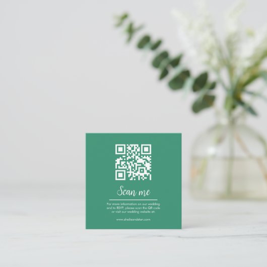 Emerald QR Code Weddenschap Website Informatiekaartje (Staand voorkant)