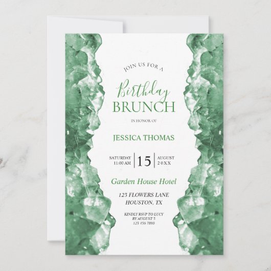 Emerald Quartz Verjaardagsbrunch Kaart (Voorkant)