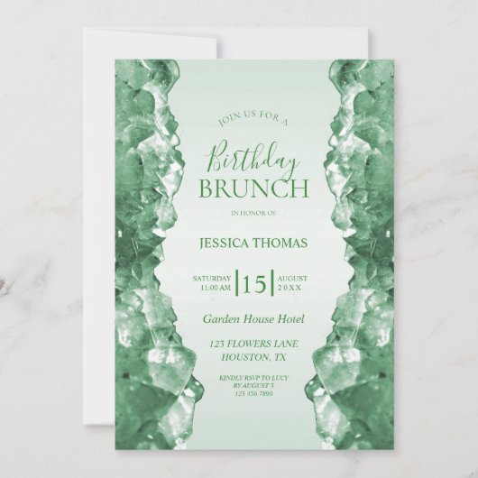 Emerald Quartz Verjaardagsbrunch Kaart (Voorkant)