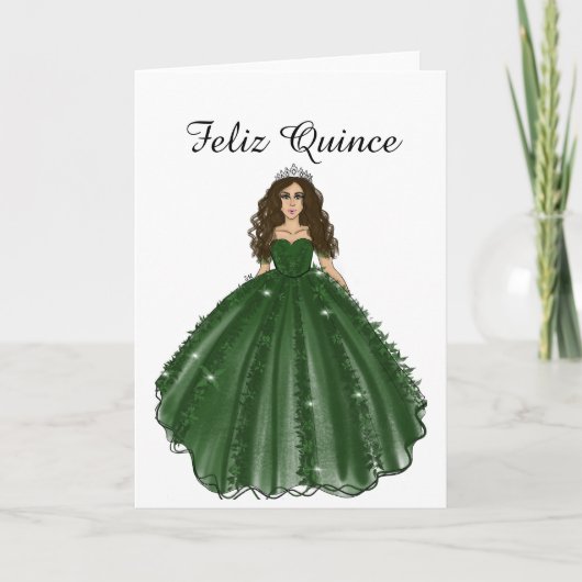 Emerald Quinceanera - Feliz Quince Birthday Card Kaart (Voorkant)