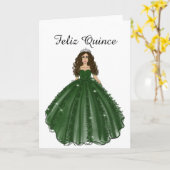 Emerald Quinceanera - Feliz Quince Birthday Card Kaart (Gele Bloem)
