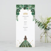 Emerald Quinceañera Floral Faux Folie Menu (Staand voorkant)