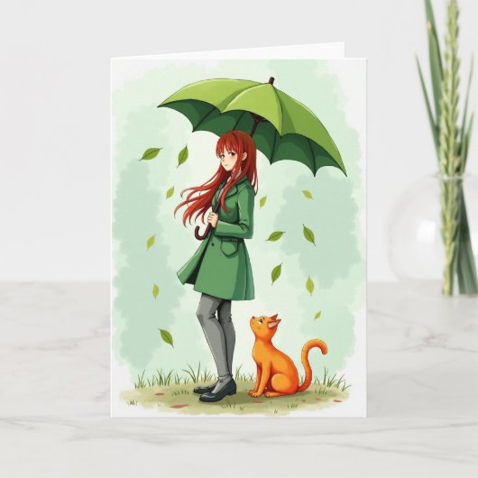 Emerald Regen Kat Metgezel Kaart (Voorkant)