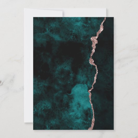 Emerald & Roos Gold Agate Bruids Douche Uitnodigin Kaart (Achterkant)