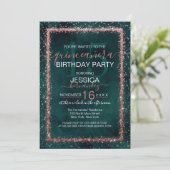 Emerald Roos Gold Sprinkled Confetti Quinceañera Kaart (Staand voorkant)