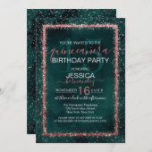 Emerald Roos Gold Sprinkled Confetti Quinceañera Kaart (Voorkant / Achterkant)