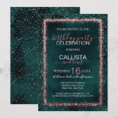 Emerald Roos Gold Sprinkled Confetti Verjaardag Kaart (Voorkant / Achterkant)