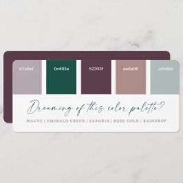 Emerald & Roos Gold Wedding Colour Palette Card Kaart