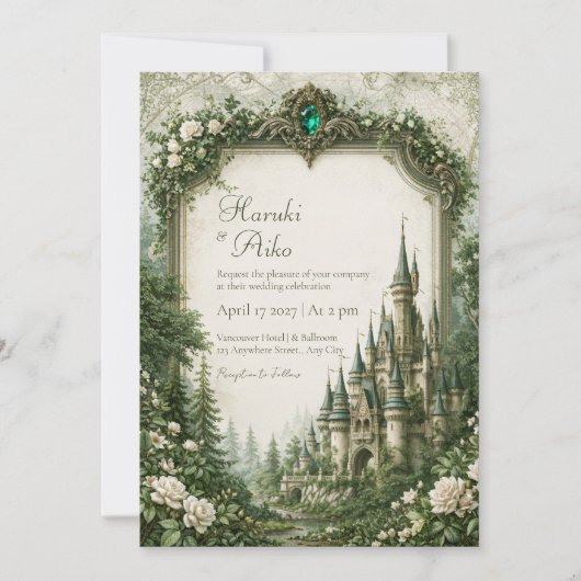 Emerald Rose Kasteelhochzeit Kaart (Voorkant)