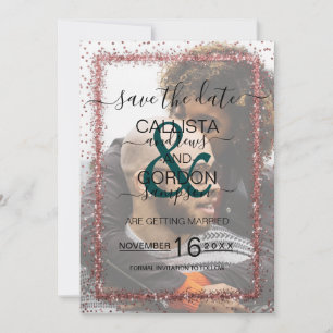 Emerald Roze Gouden Confetti Foto Huwelijk Save The Date