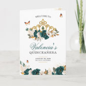 Emerald Rozen Gold Tiara Butterfly Quinceanera Programma (Voorkant)