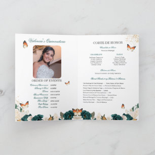 Emerald Rozen Gold Tiara Butterfly Quinceanera Programma