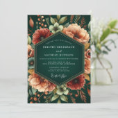 Emerald Rust Autumnal Wedding Kaart (Staand voorkant)