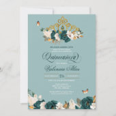 Emerald Sage Green Elegant Butterfly Quinceanera Kaart (Voorkant)