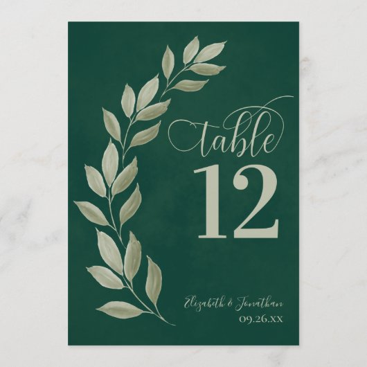 Emerald & Sage Green laat een modern tabelnummer a (Achterkant)