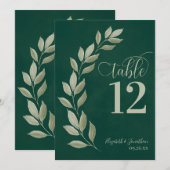 Emerald & Sage Green laat een modern tabelnummer a (Voorkant / Achterkant)