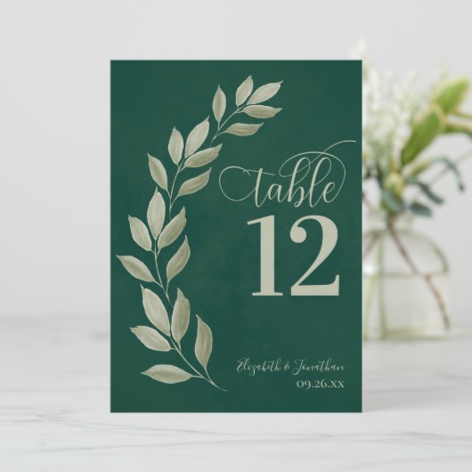 Emerald & Sage Green laat een modern tabelnummer a (Staand voorkant)