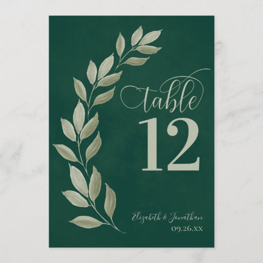 Emerald & Sage Green laat een modern tabelnummer a (Voorkant)